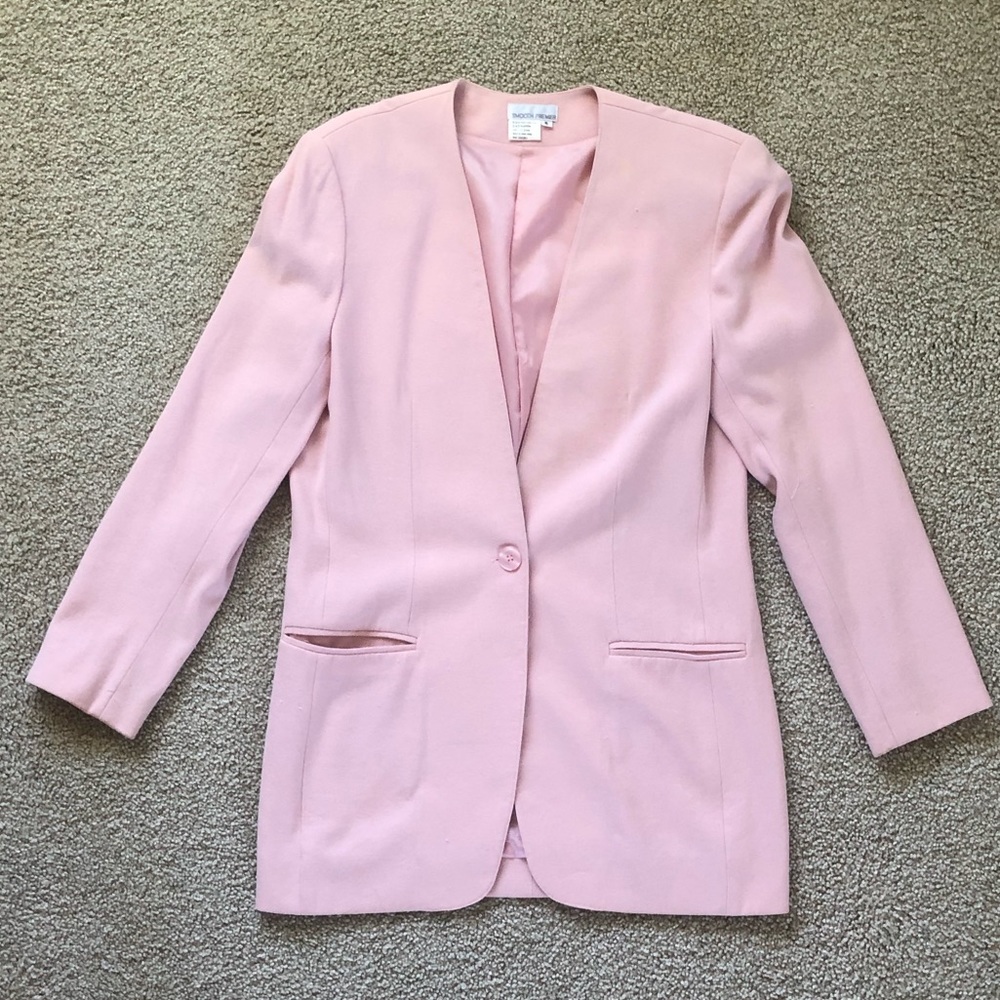 Smooth Premier Blush Pink Longline Blazer Size 6 Office Workwear